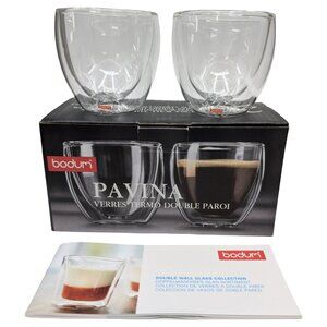 Bodum PAVINA Double Wall Espresso Shot Glasses Clear 2.5 Oz Set of 2